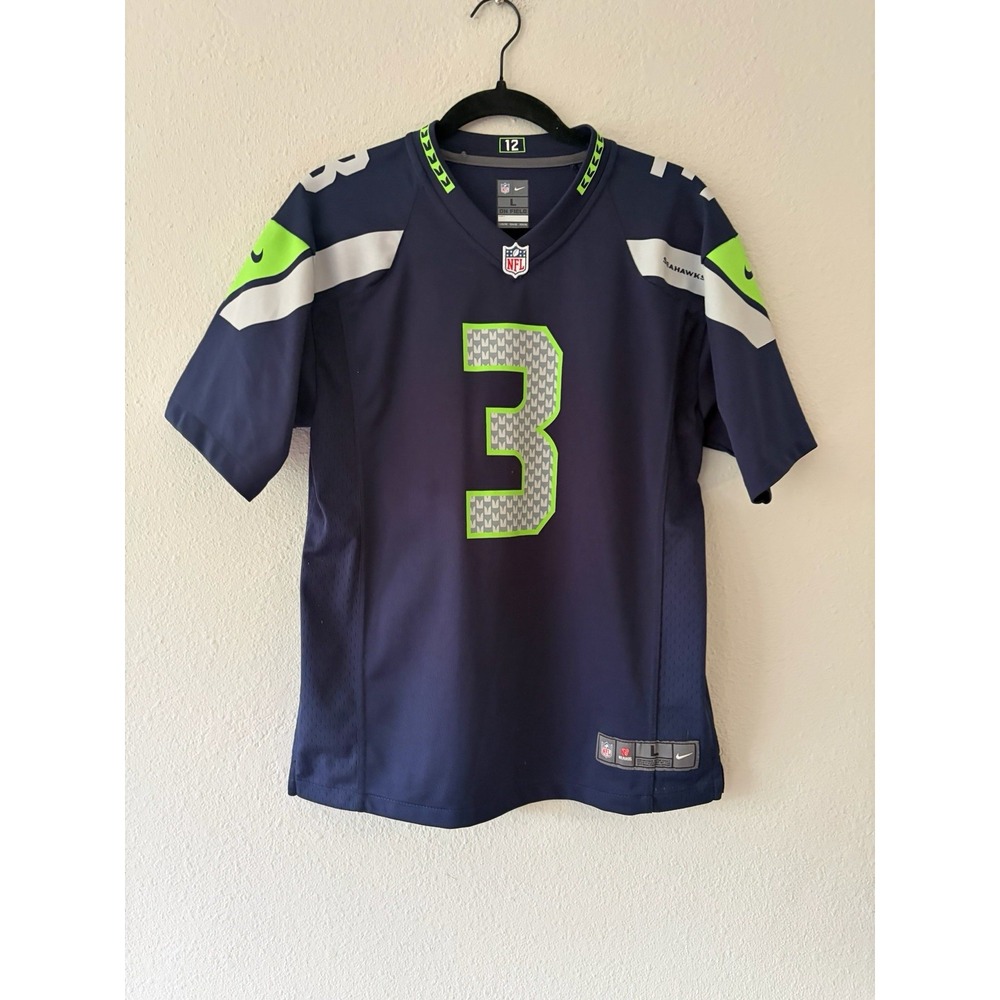 Nike Seattle Seahawks Jersey Youth L Blue Russell Wilson 3 NFL Football Kids